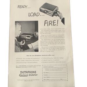 Vintage 1949 Dictaphone Ready Load Fire Ad Advertisement